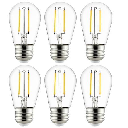 Sunlite LED S14 Filament Style Strng Light Bulb, 2W 25W=, 200 Lumens, Med Base E26, Dimmable, 2700K, 12PK 41563-NS